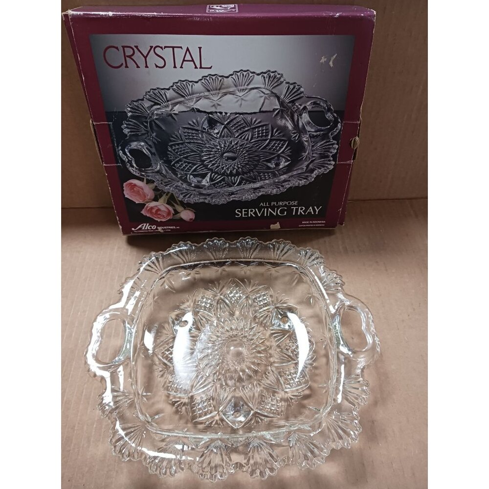 Alco Crystal All Purpose Serving Tray NIB Vintage